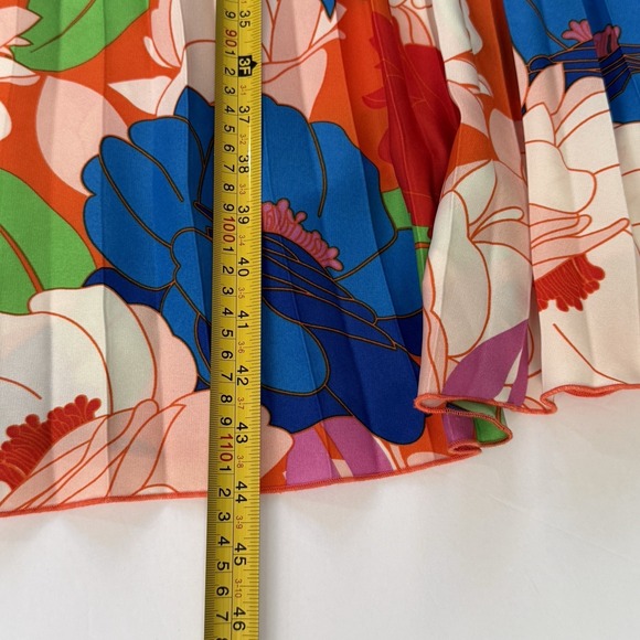 Sam Edelman Midi Dress Retro Floral Plisse Bright Colorful Resort‎ Cruise Size M - Picture 8 of 10